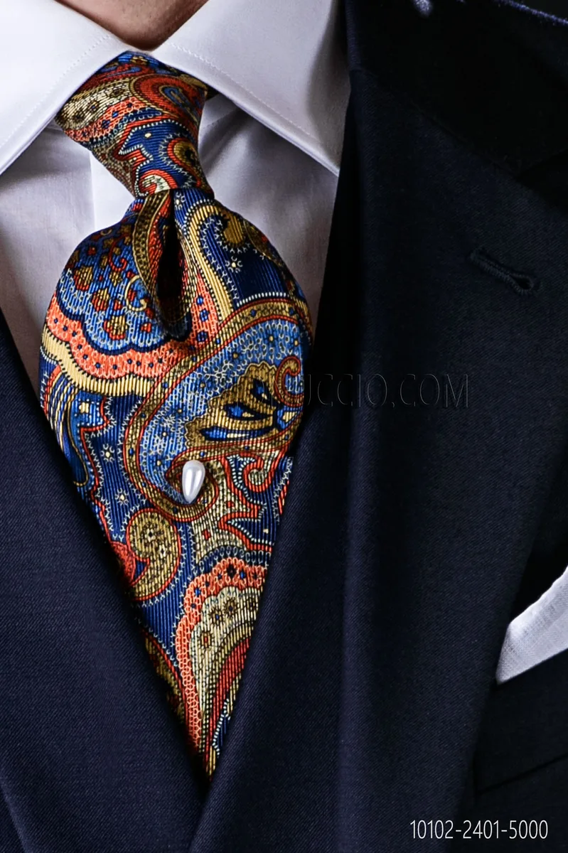 Krawatte blau aus Jacquard-Seide