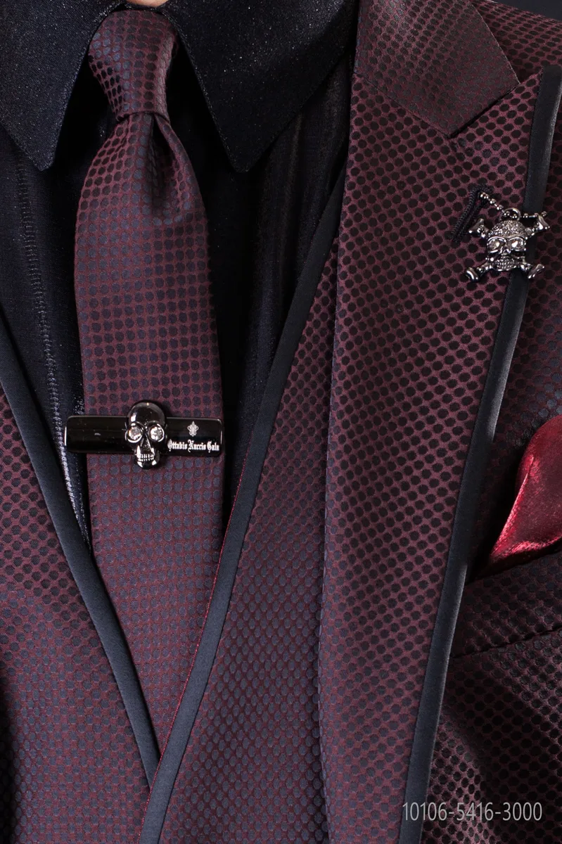 Cravattino microdisegni nero e rosso