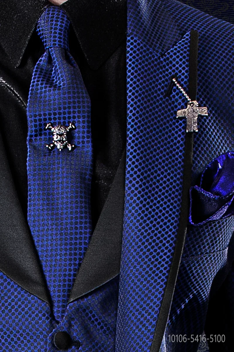Cravattino microdisegni nero e blu