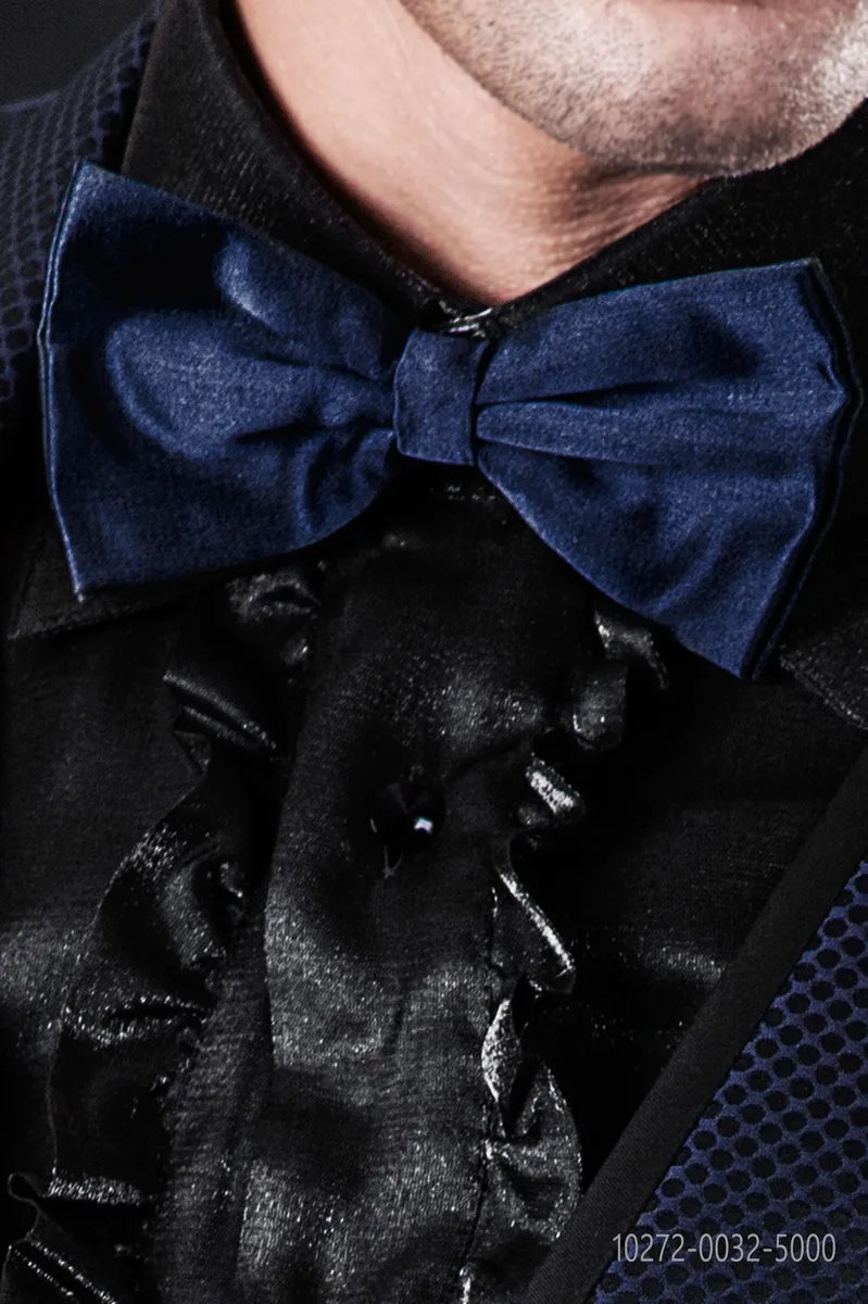 Papillon annodato in lurex blu