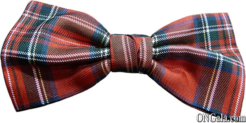 Papillon annodato in seta tartan rosso