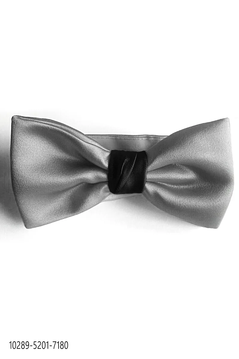 Papillon bicolore raso grigio e nero