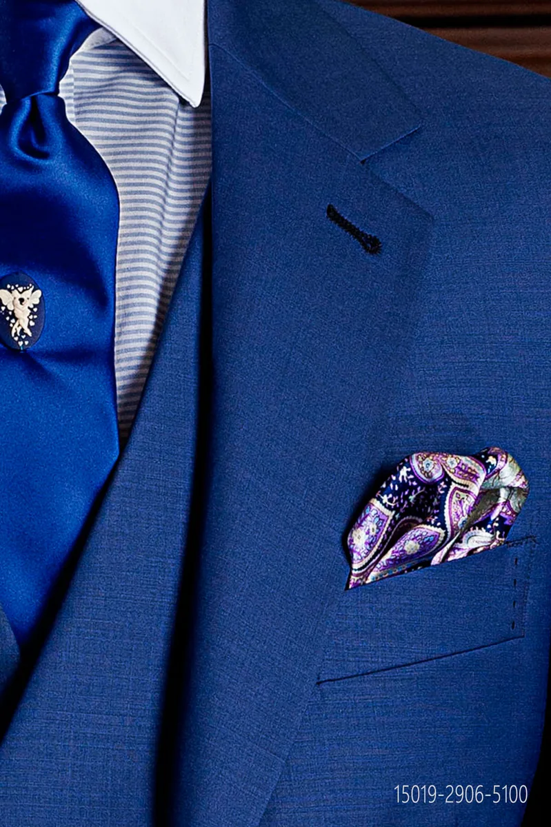 Fazzoletto in seta stampata blu