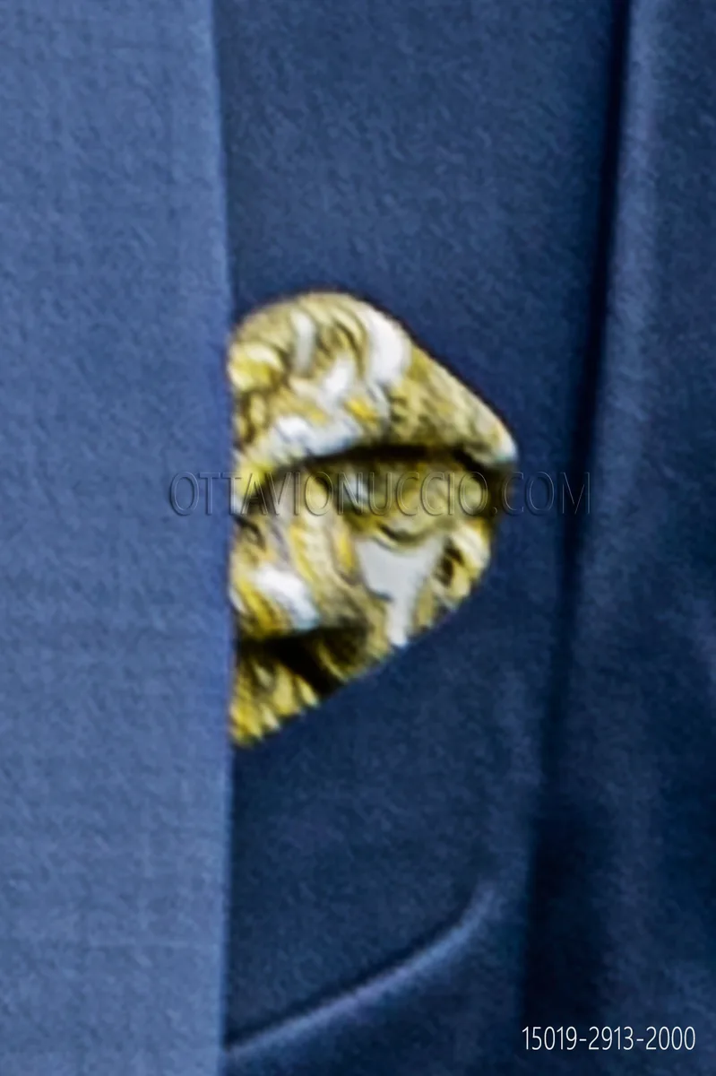 Yellow cashmere printed twill silk handkerchief
