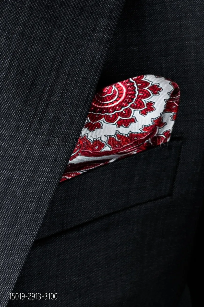Fazzoletto seta twill stampa cachemire rossa