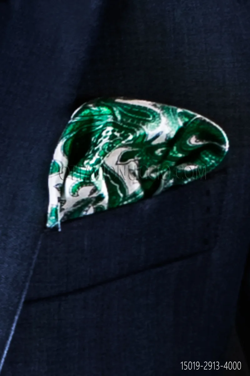 Fazzoletto seta twill stampa cachemire verde