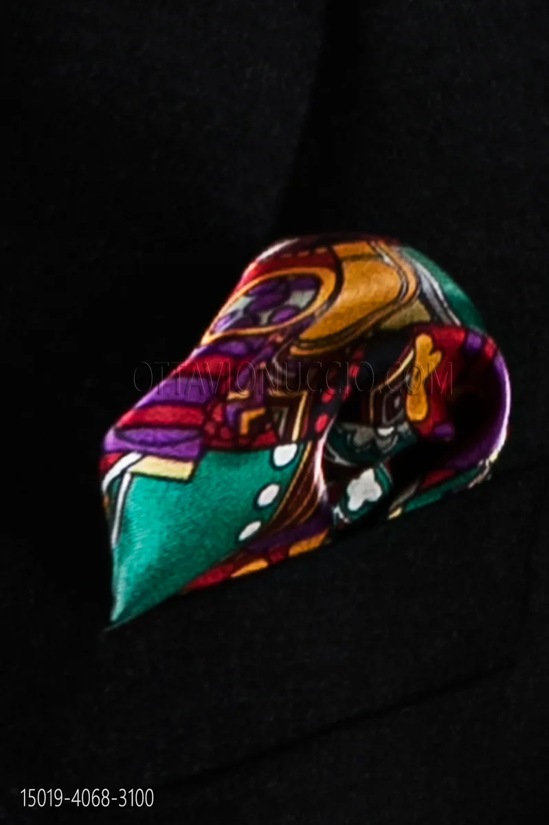 Patterned pure silk handkerchief