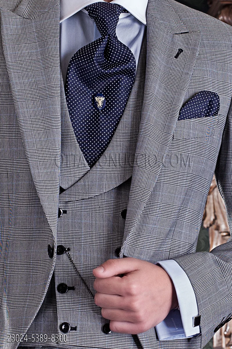 Gilet doppiopetto in tessuto galles grigio