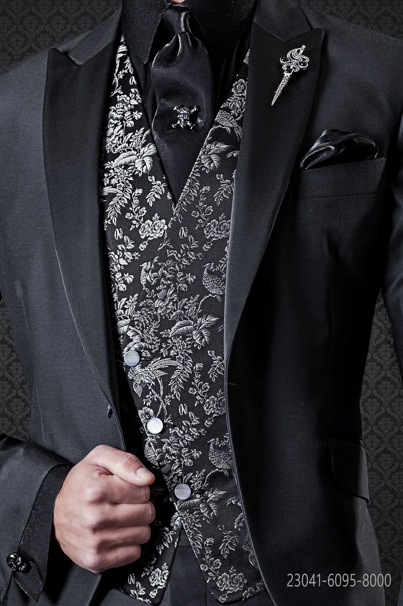 Gilet asimmetrico in seta jacquard