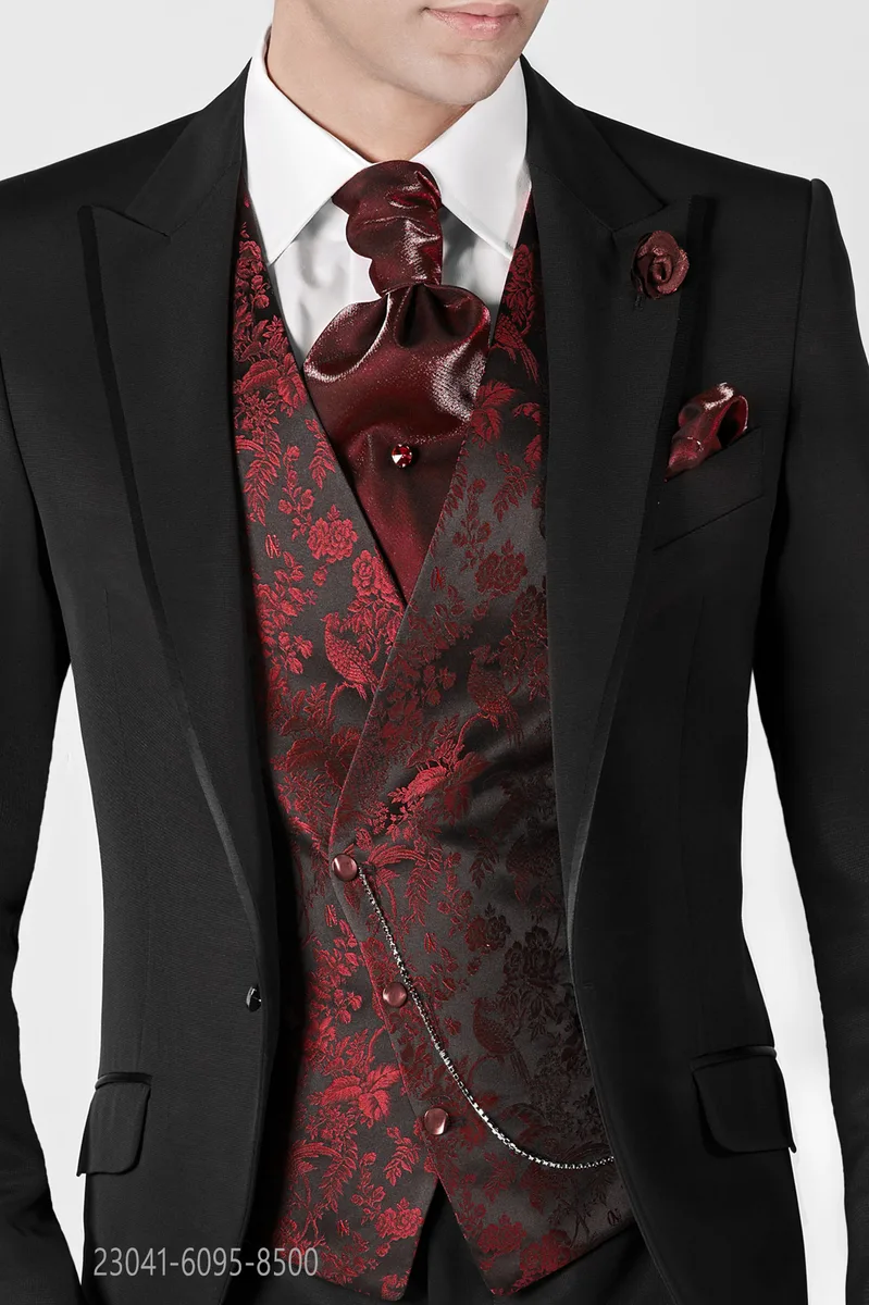 Gilet asimmetrico in seta jacquard