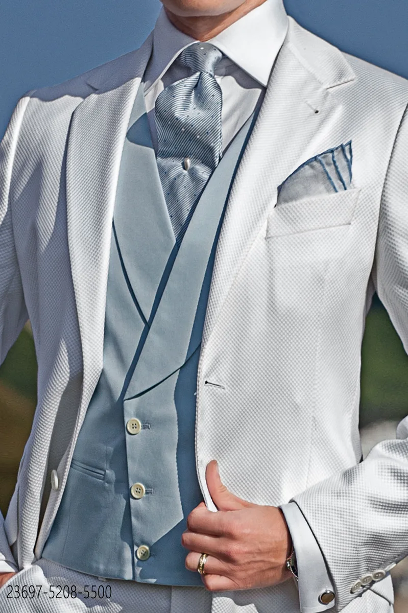 Gilet doppiopetto in cotone celeste