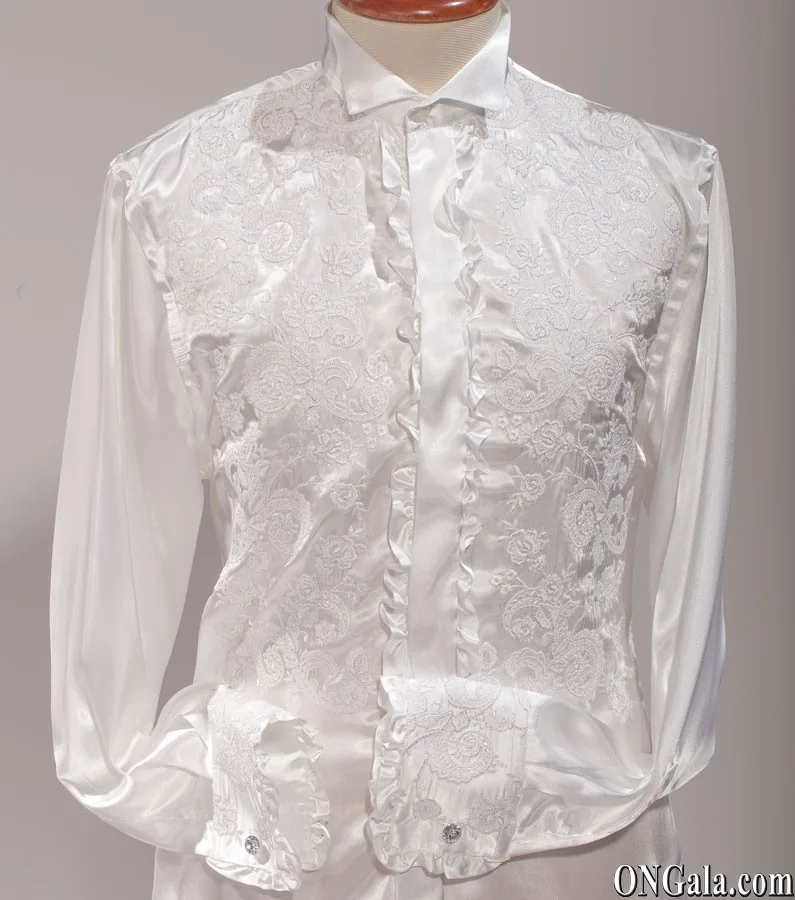 Camicia bianca naturale ricamata