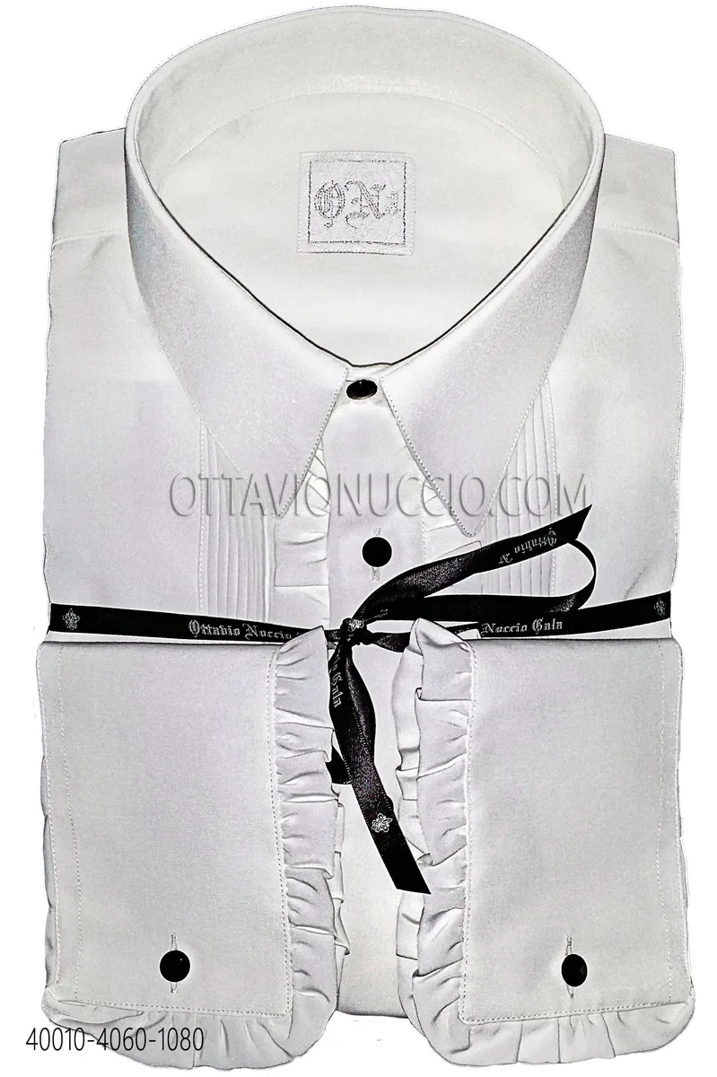Camicia bianca con volant e plissé