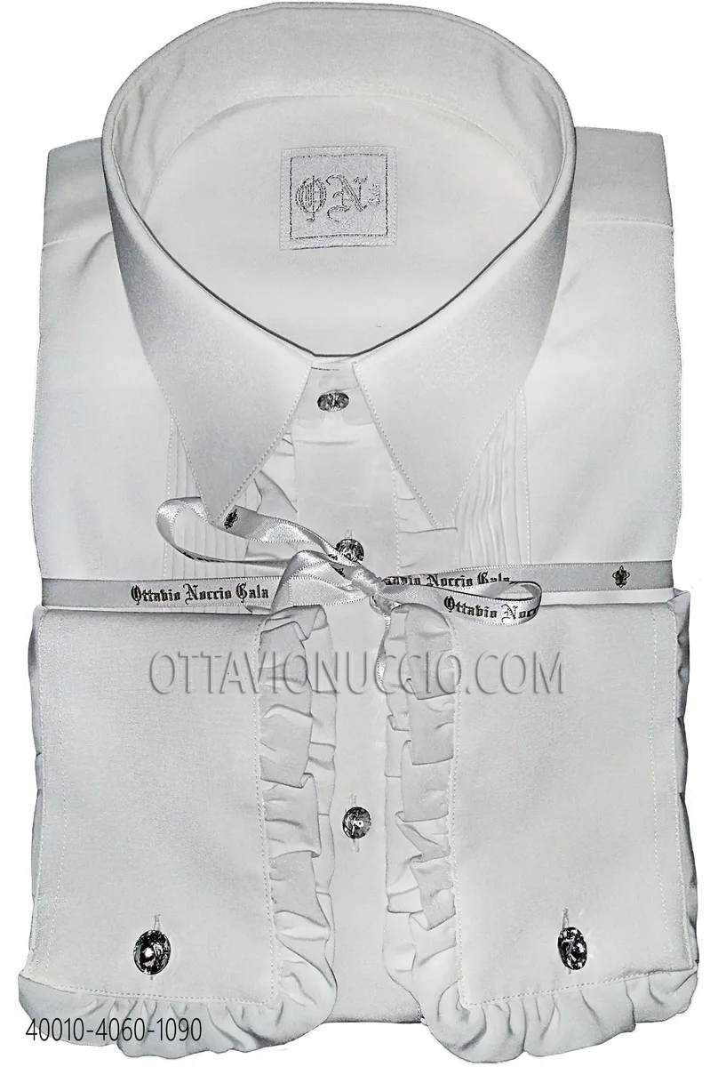 Camicia bianca volant e plissé