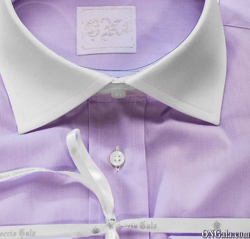 Camicia glicine cotone collo a contrasto