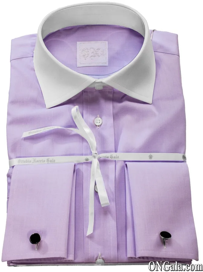 Camicia glicine cotone collo a contrasto