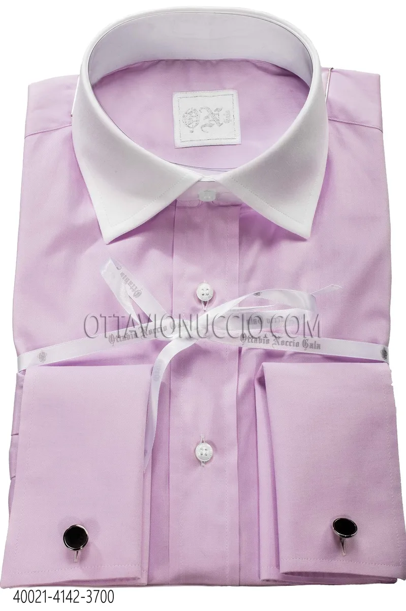 Camicia glicine cotone oxford collo a contrasto