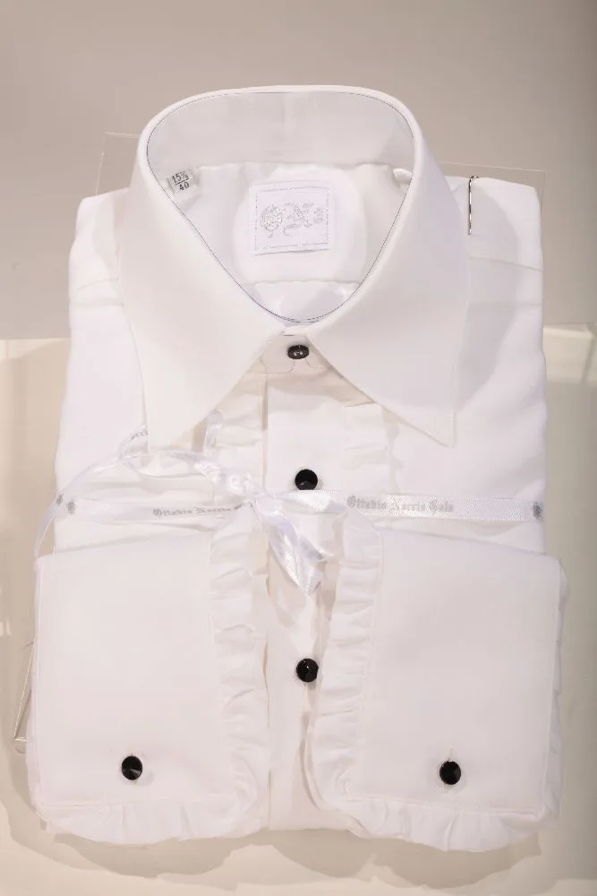 Camicia co0n volant in microfibra bianca