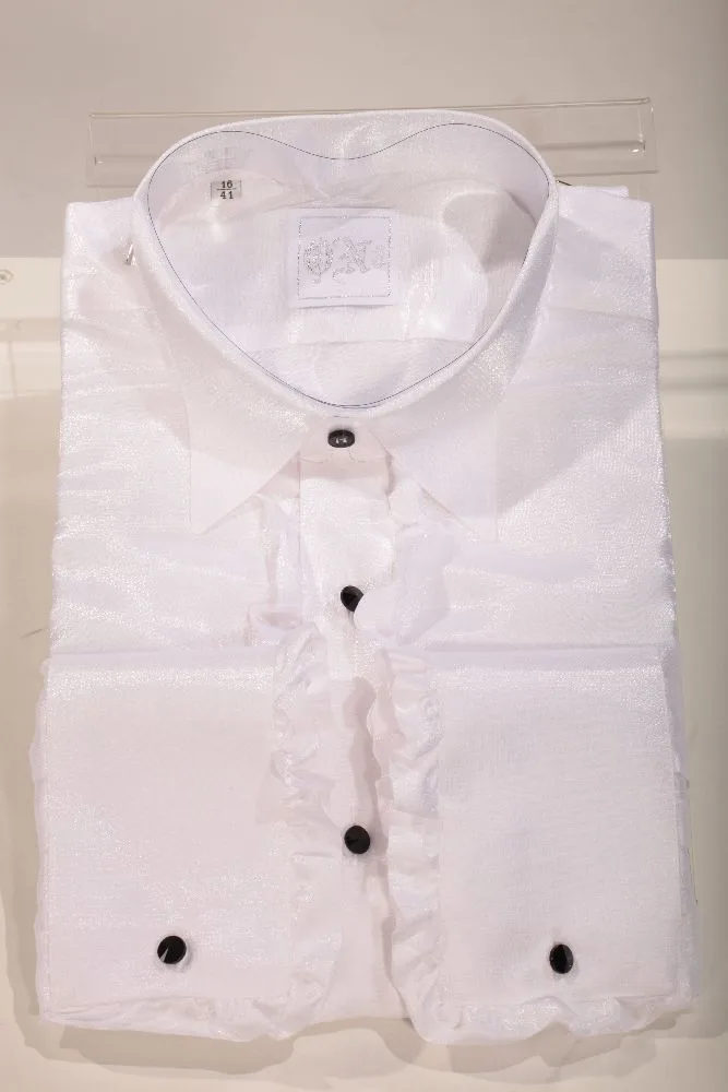 Camicia in lurex bianca con volant