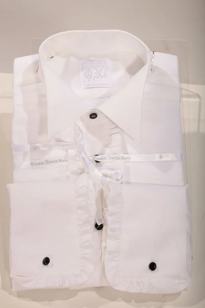 Camicia in microfibra bianca con volant