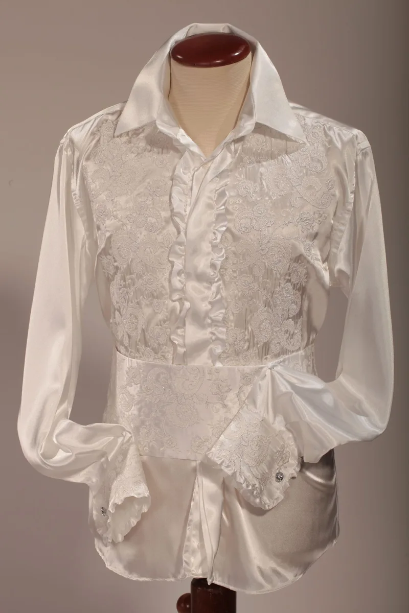 Camicia collo classico bianca ricamata