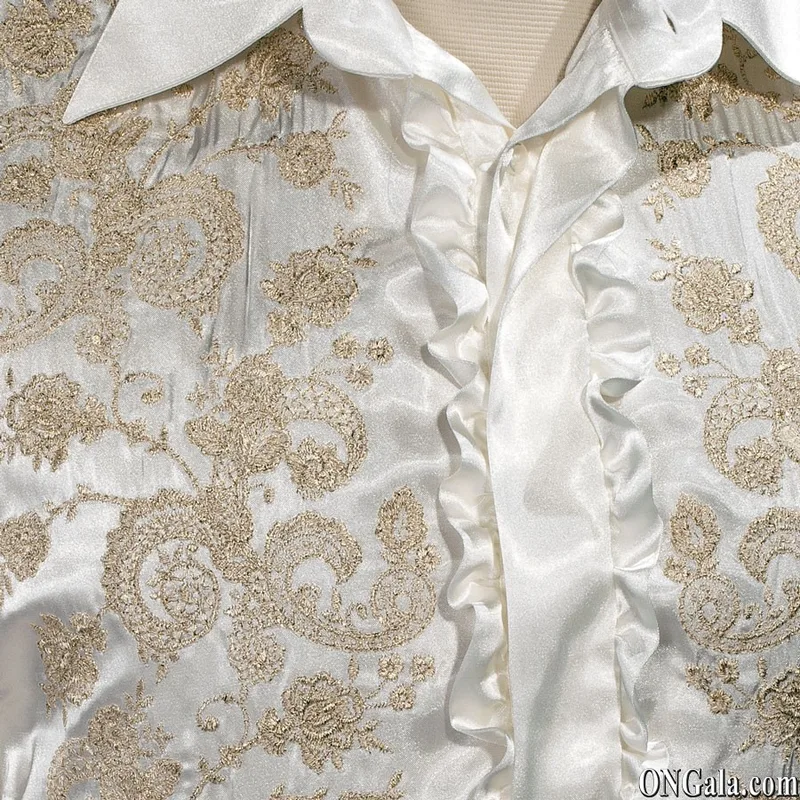 Camicia collo classico avorio ricamata