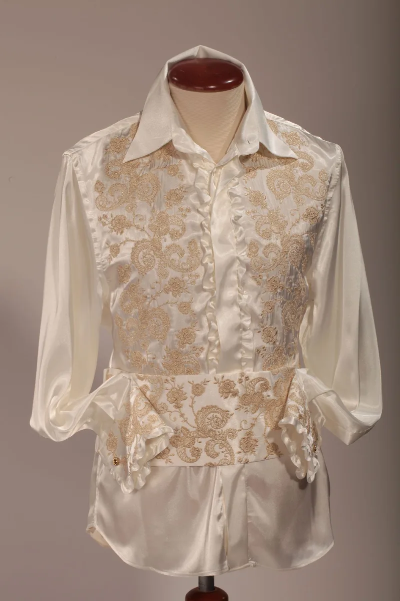 Camicia collo classico avorio ricamata