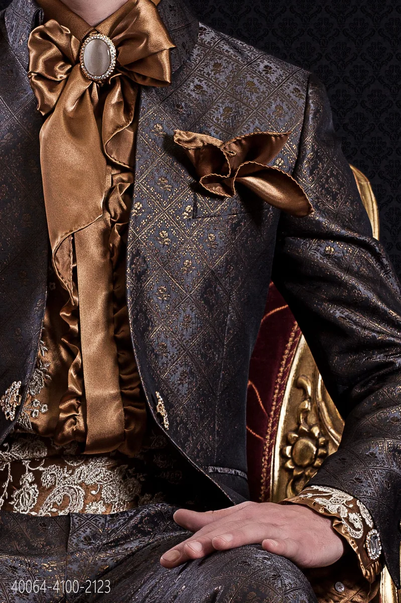 Camicia oro collo classico ricamata