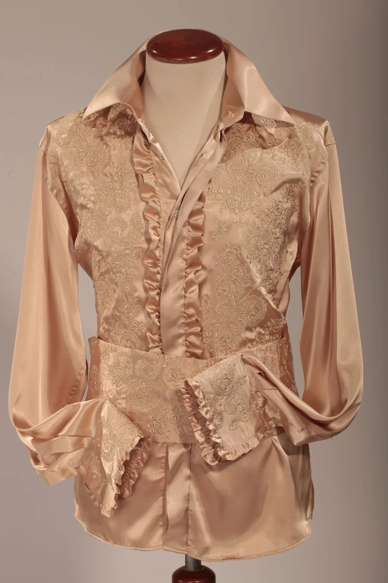 Camicia oro collo classico ricamata
