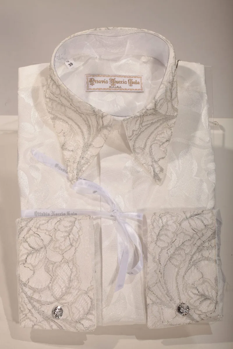 Camicia bianca e pizzo argento