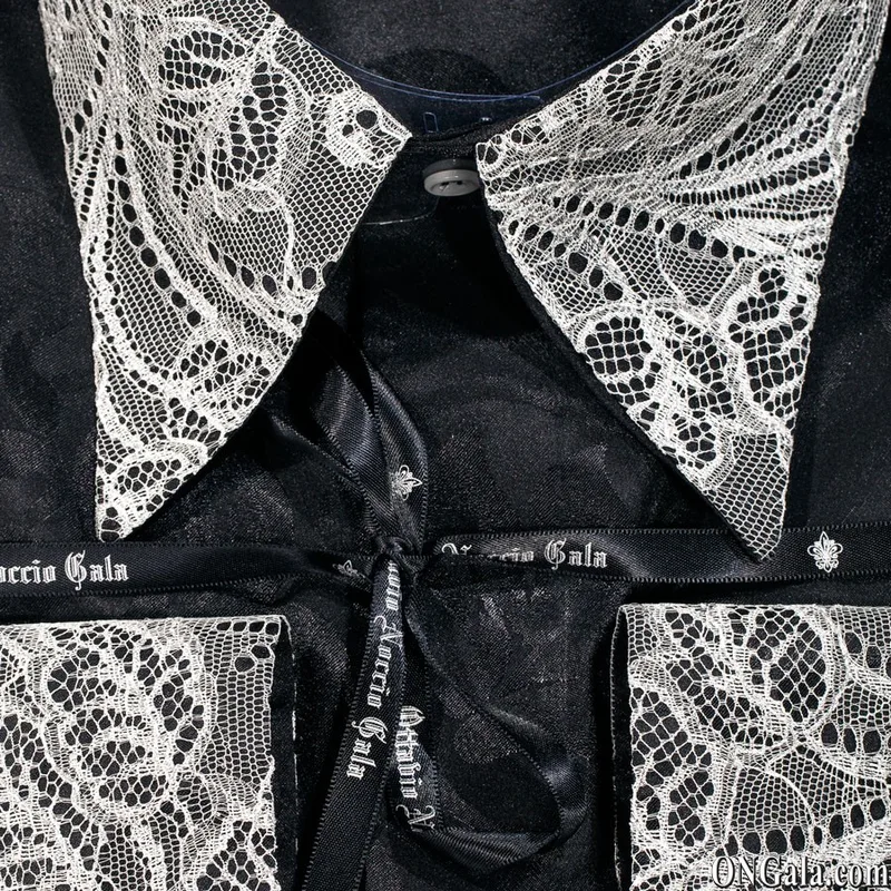 Camicia nera con pizzo argento
