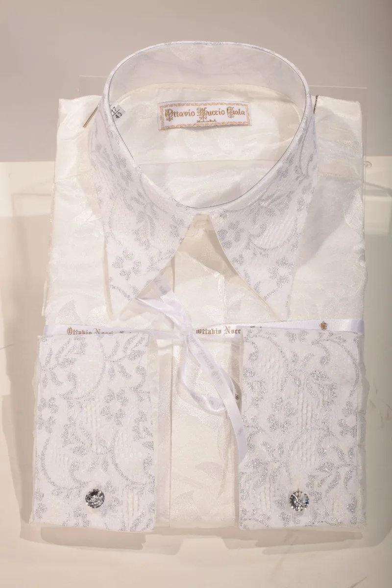 Camicia bianca con pizzo argento