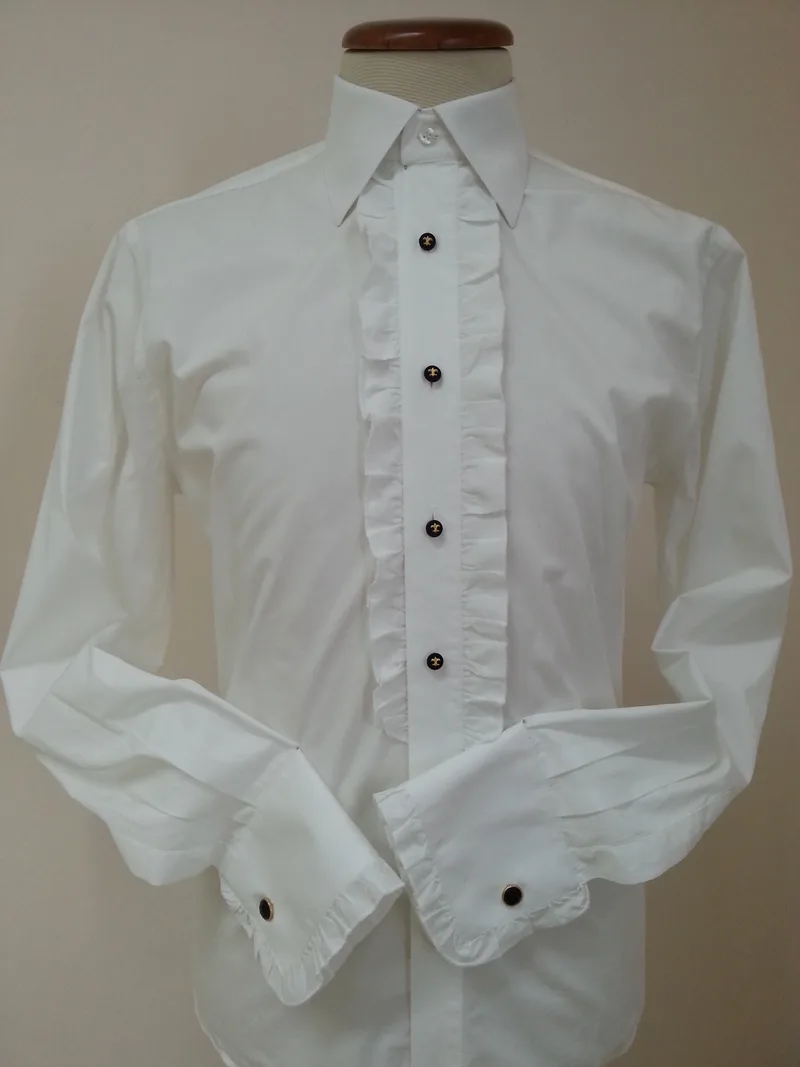 Camicia bianca in cotone con volant