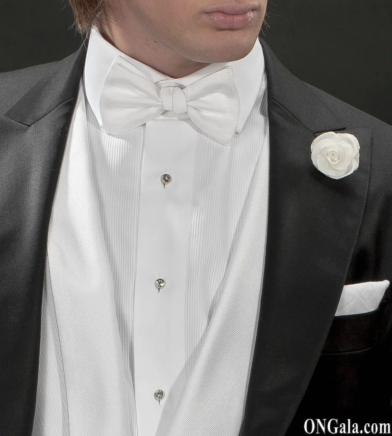 Camicia Tuxedo bianca in cotone con pettorina in Piquet
