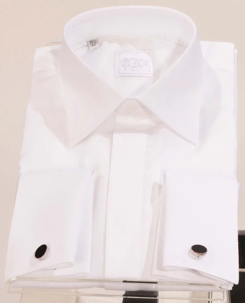 Camisa blanca en mixto algodón con puño doble