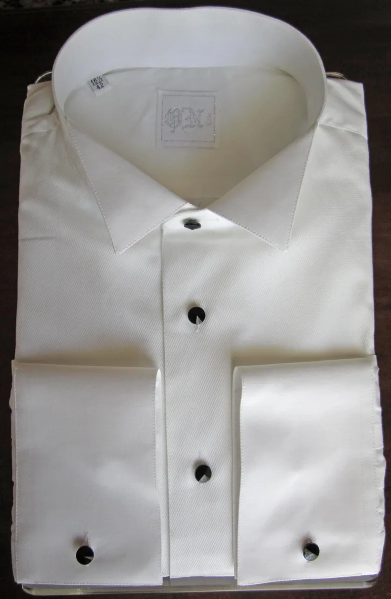 Camicia bianca Tuxedo diplomatica in cotone con pettorina in Piquet