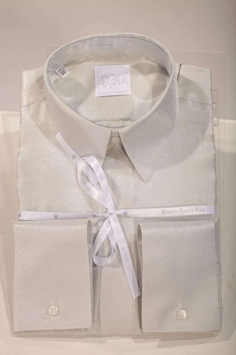 Camicia in lurex grigio perla