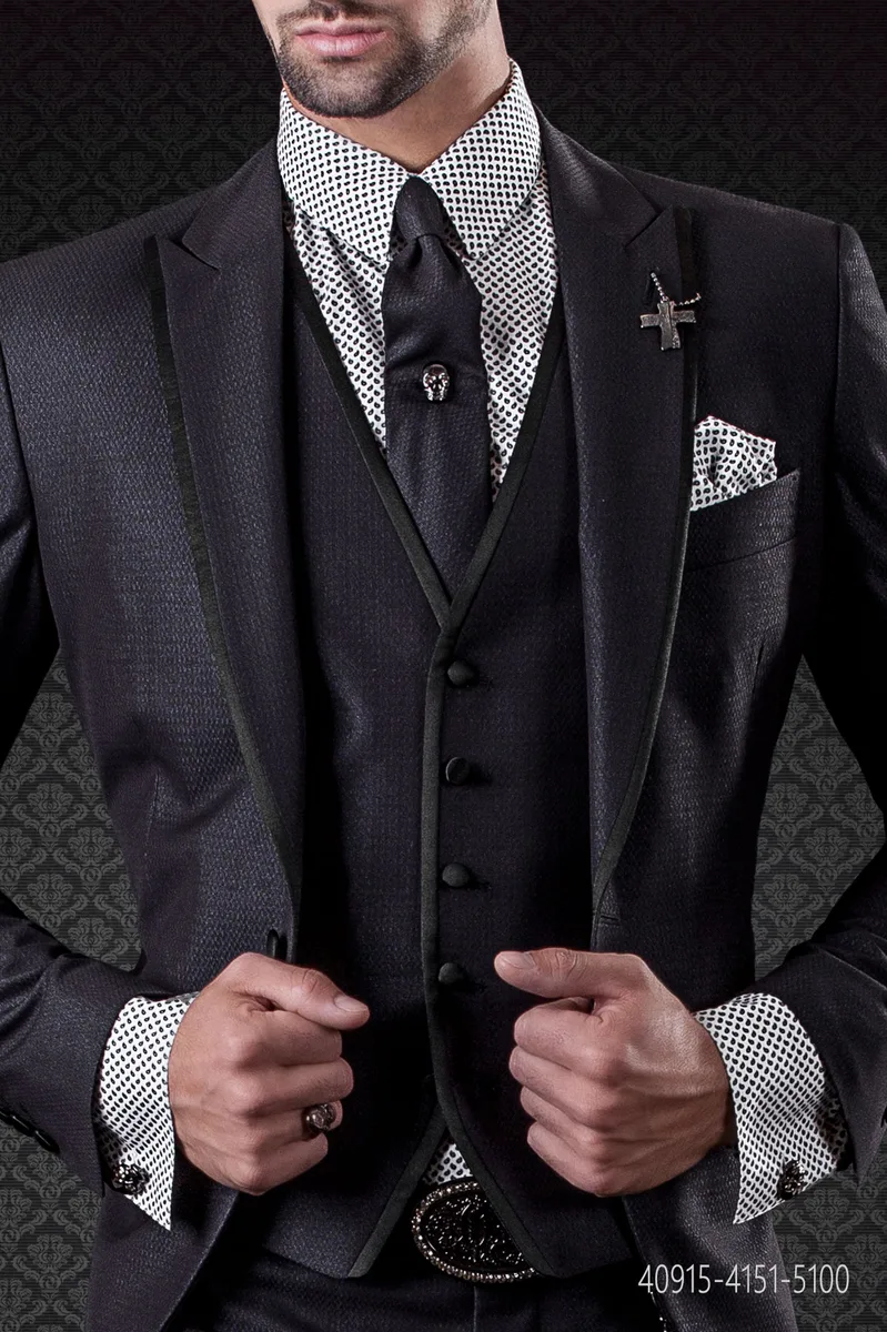 Camicia bianca micro disegni neri a goccia
