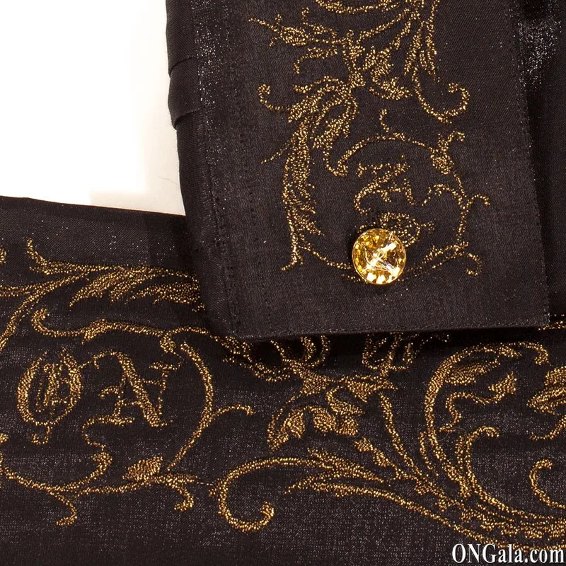 Camicia, Cravatta e Fascia in tessuto lurex nero con ricamo