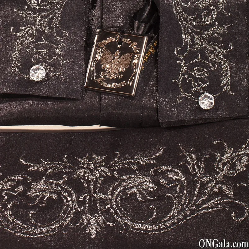 Camicia, Cravatta e Fascia in tessuto lurex nero con ricamo