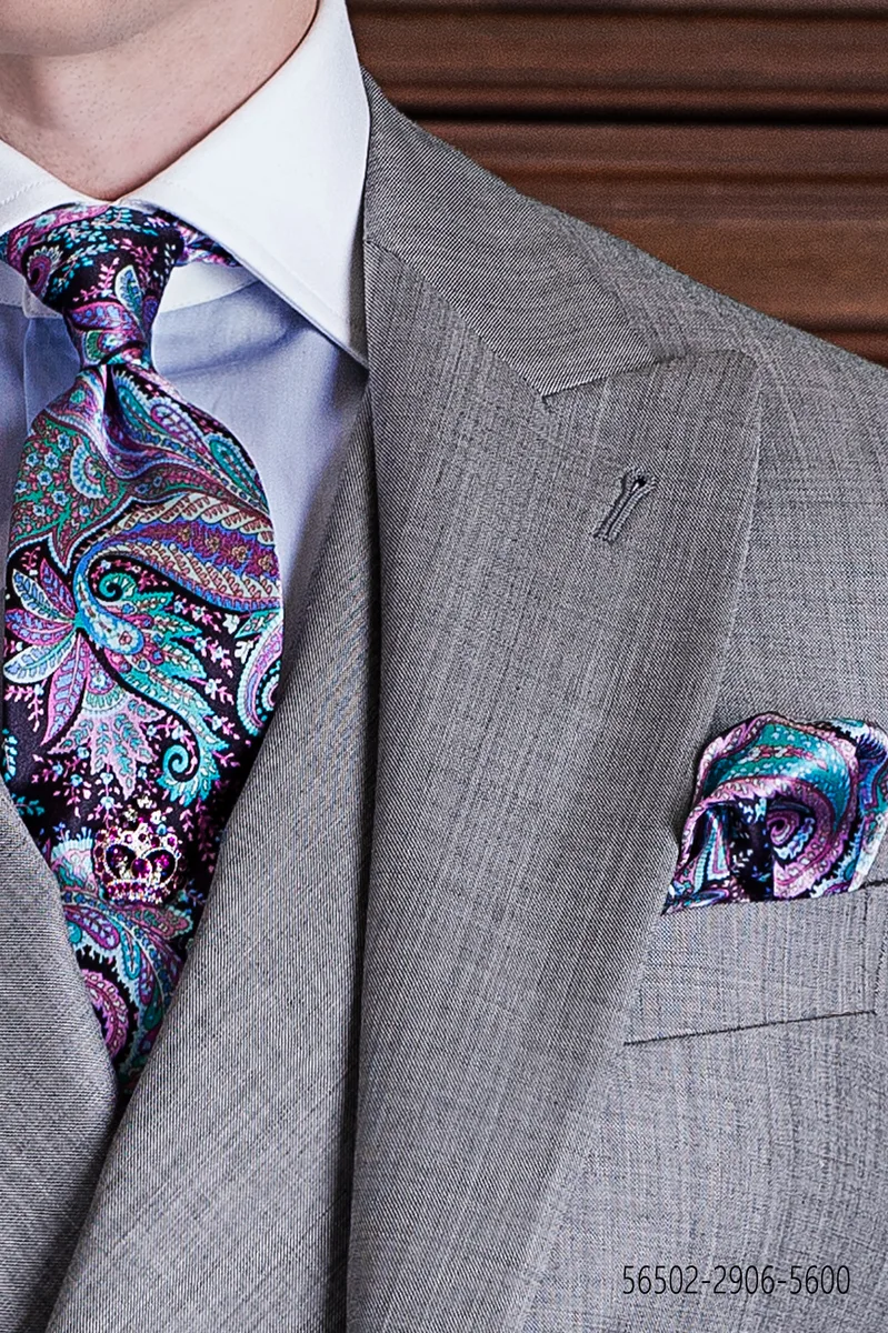 Cashmere silk necktie and handkerchief