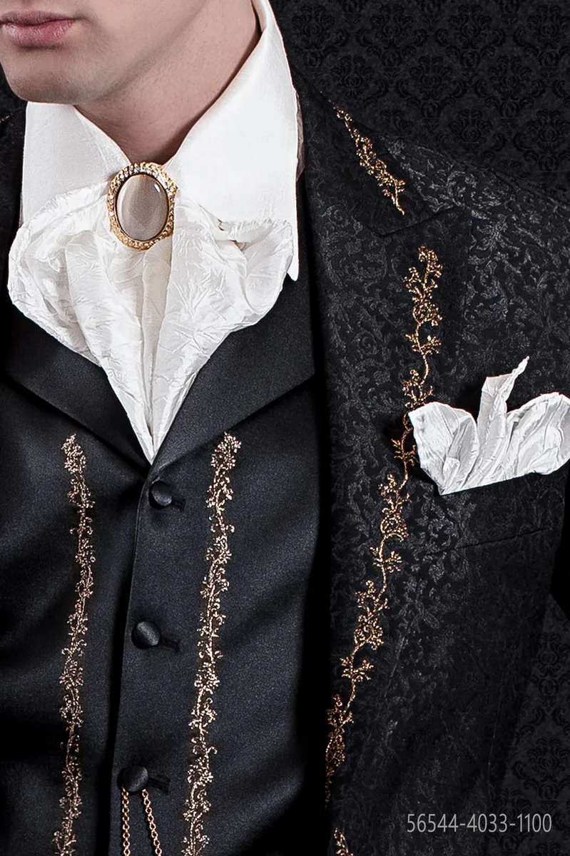Plastron et pochette de costume blanc froissé