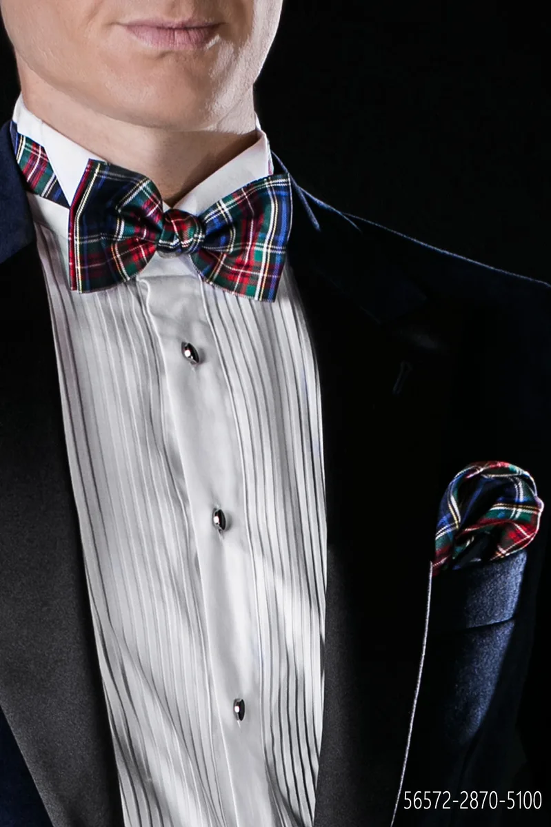 Papillon e fazzoletto pura seta tartan