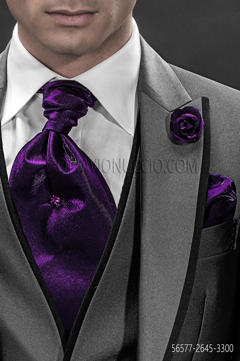 Ascot e fazzoletto in lurex viola
