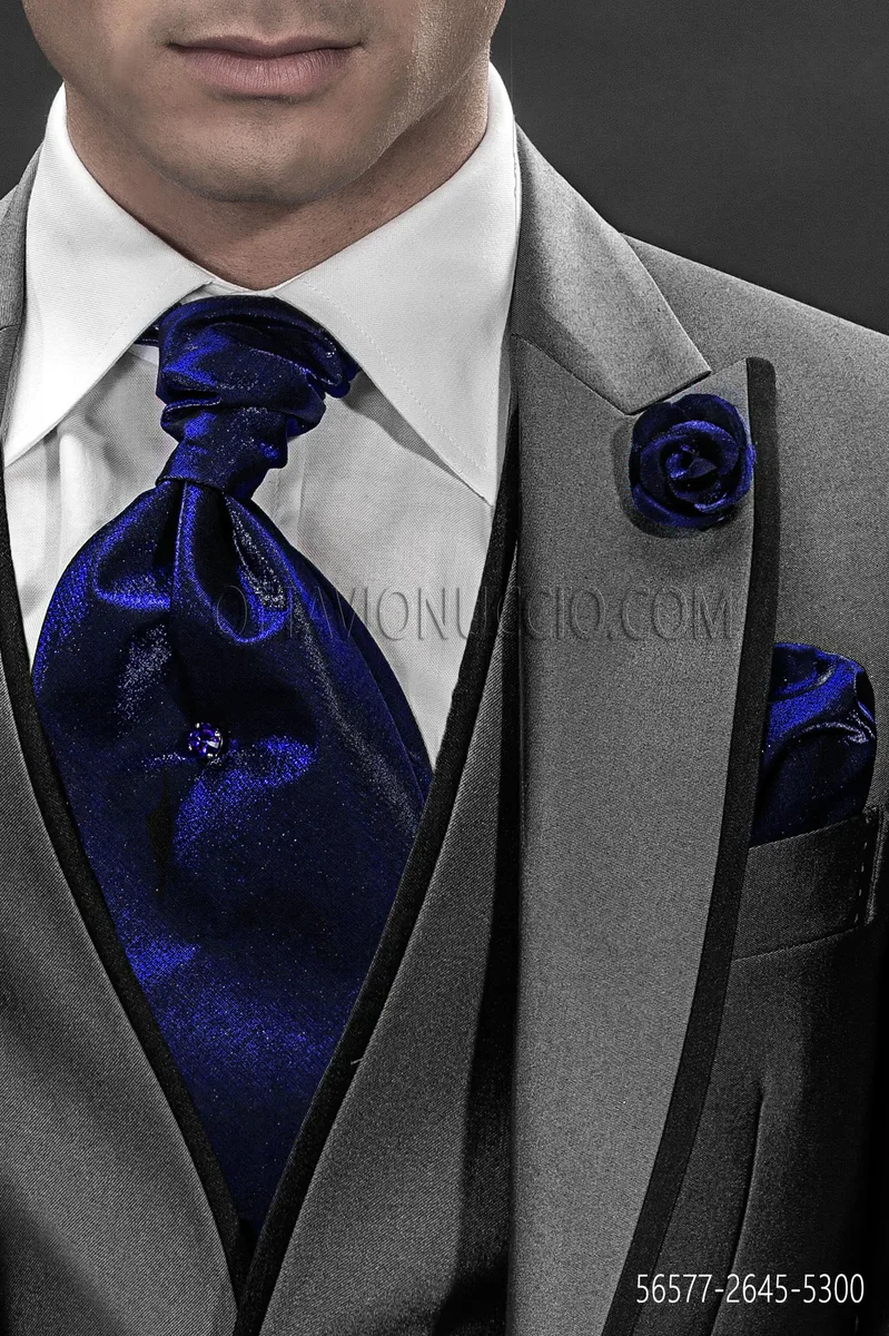 Ascot e fazzoletto in lurex blu china