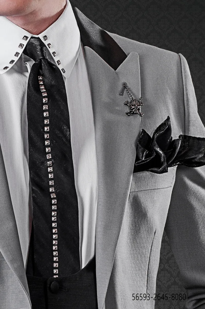 Cravatta nera lurex con applicazioni argento