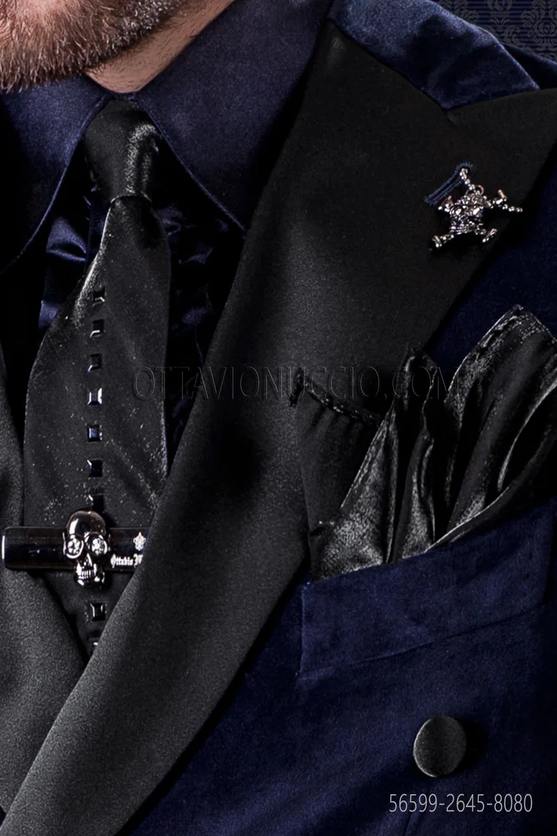 Cravatta nera in lurex con applicazioni