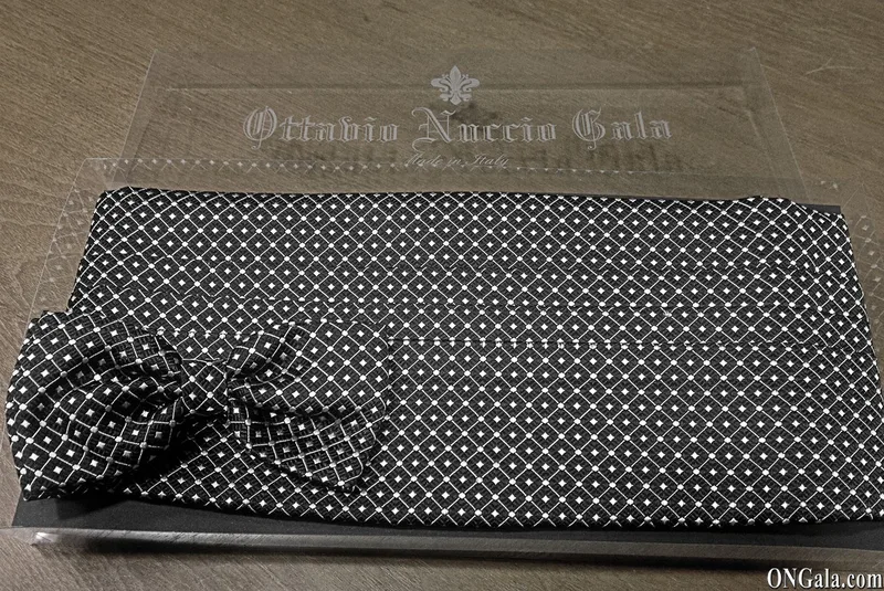 Fascia e Papillon in seta nero e bianco