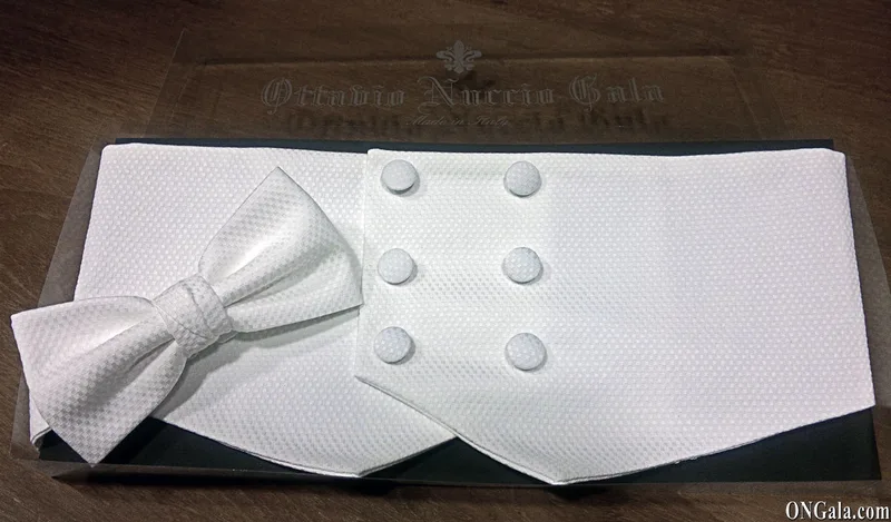 Fascia e Papillon in cotone bianco