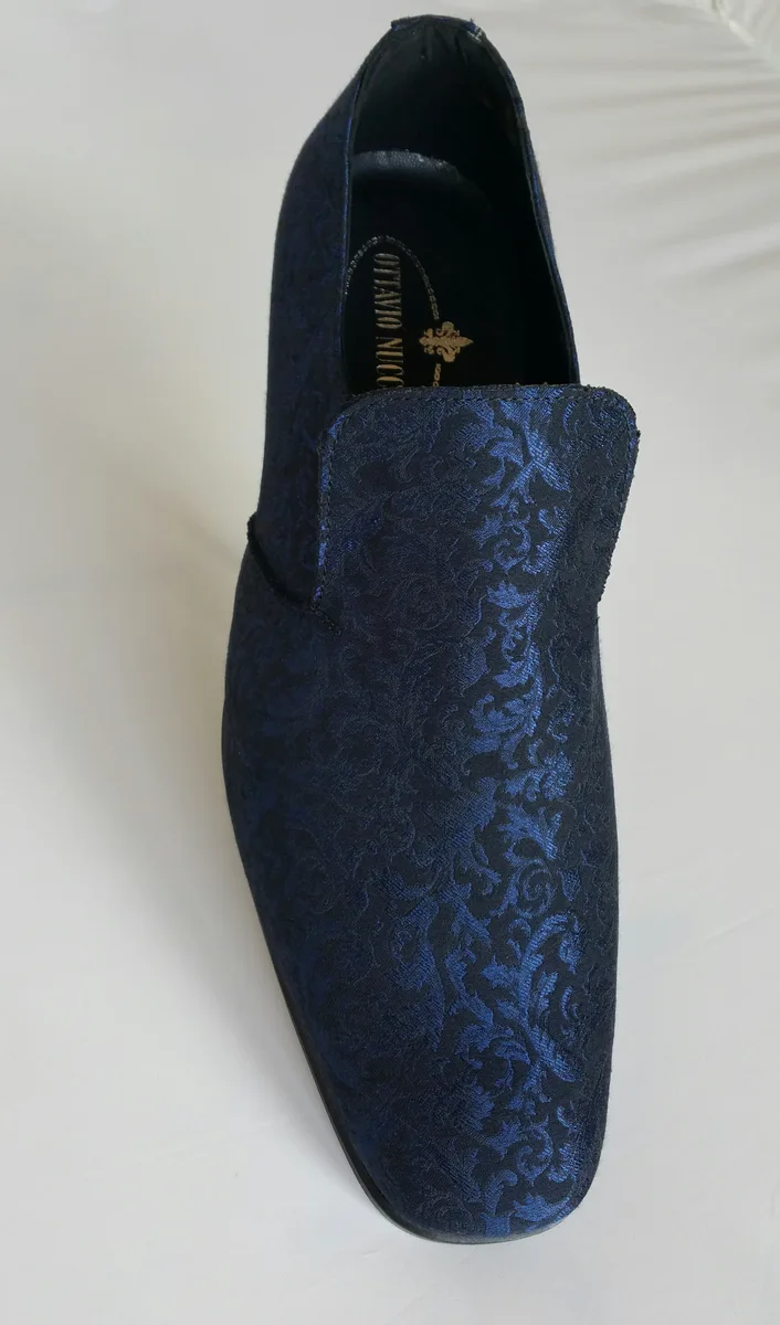 Blue brocade slippers